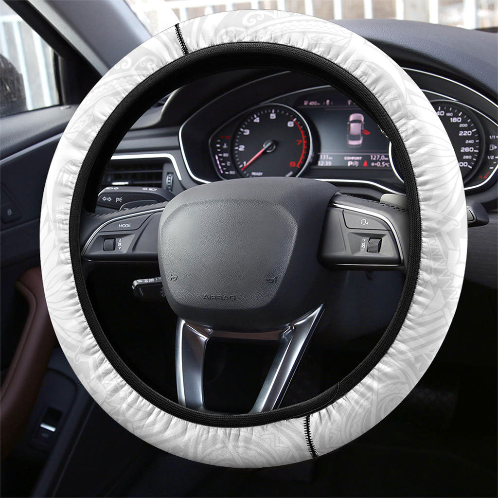 Brain Cancer Support Steering Wheel Cover Ribbon Polynesian Pattern