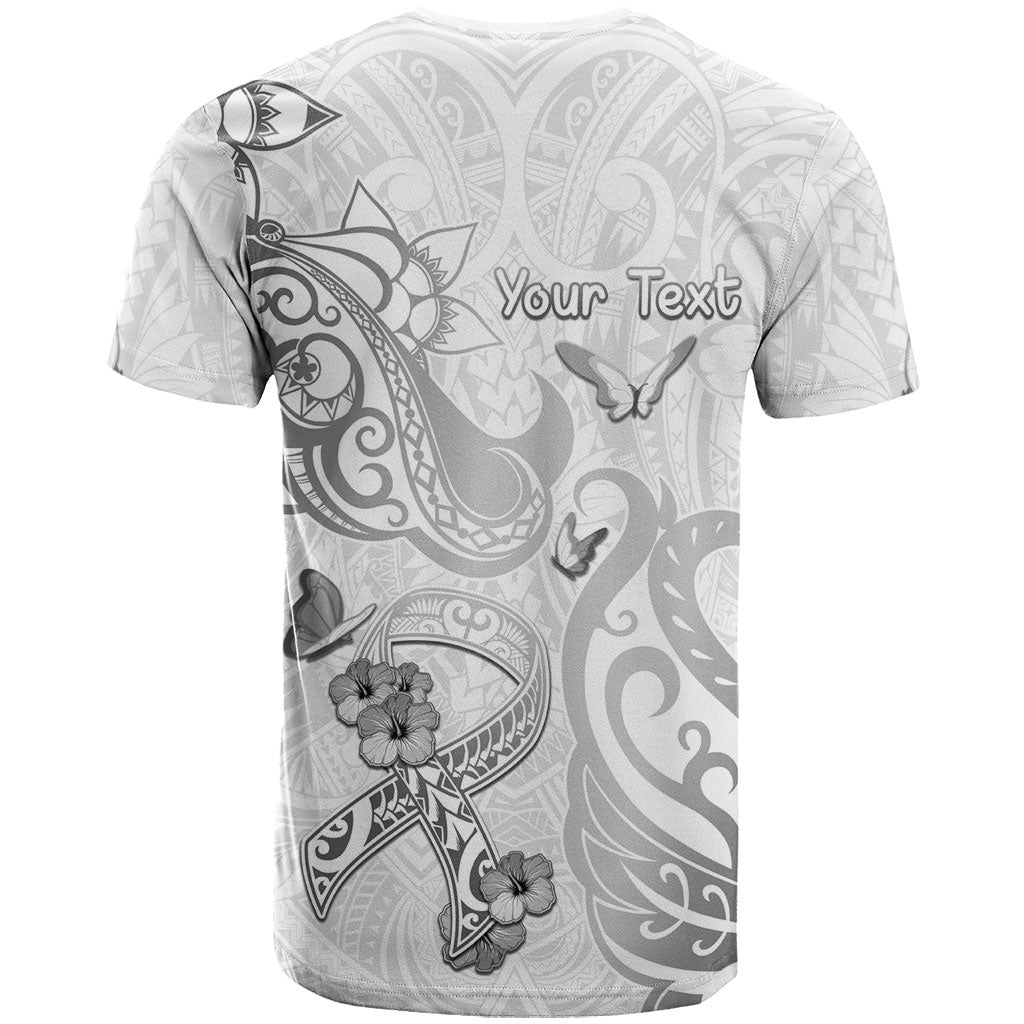 Personalised Brain Cancer Support T Shirt Ribbon Polynesian Pattern