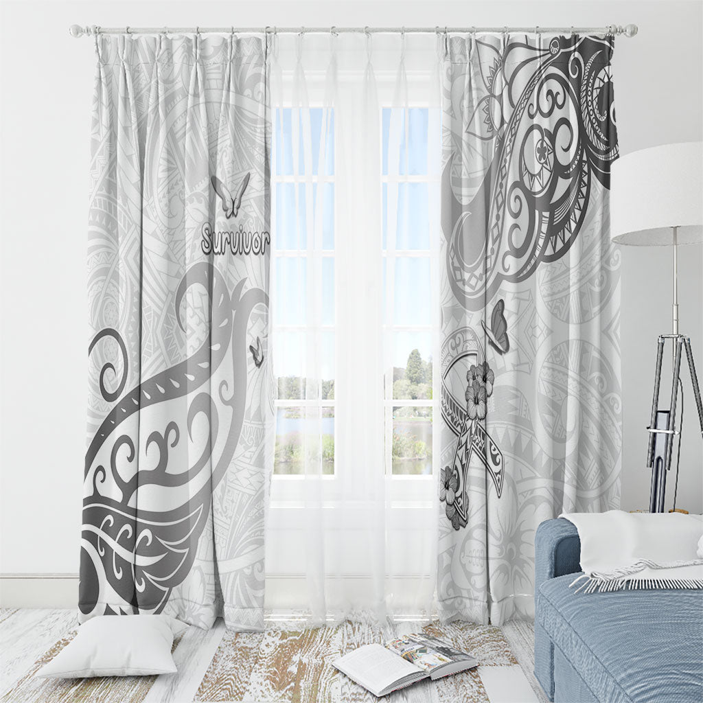 Brain Cancer Support Window Curtain Ribbon Polynesian Pattern