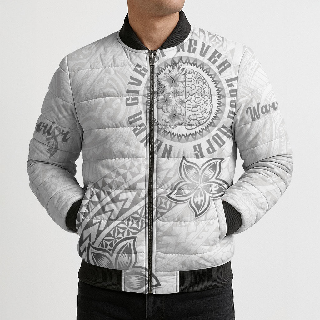 Brain Cancer Warrior Bomber Puffer Jacket Never Give Up