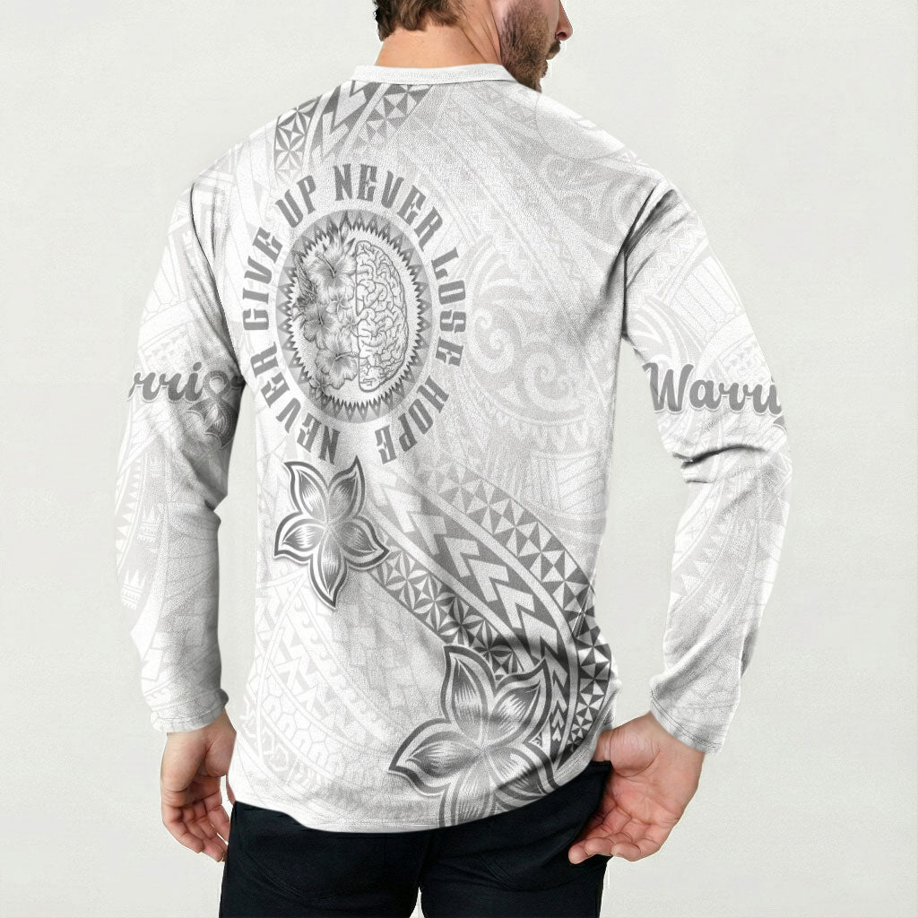 Brain Cancer Warrior Button Sweatshirt Never Give Up