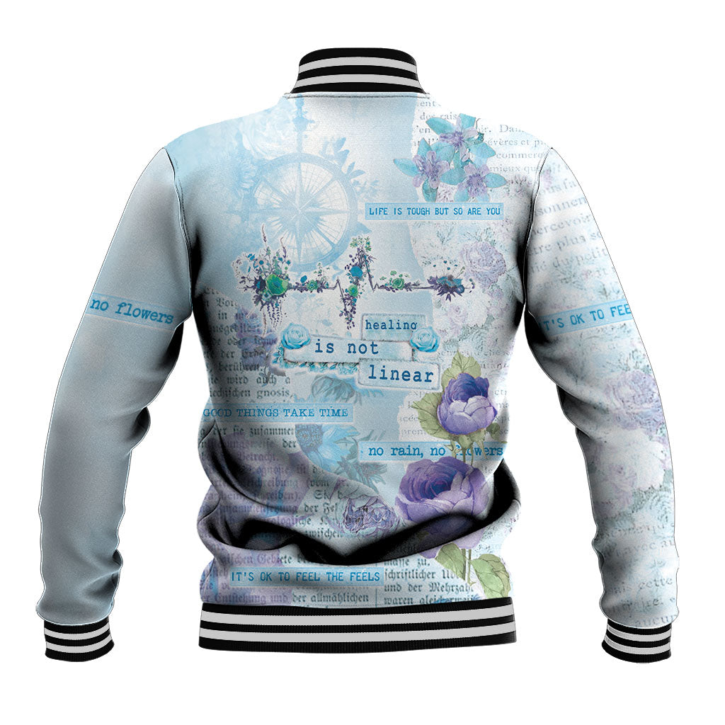 Mental Health Baseball Jacket Healing Is Not Linear