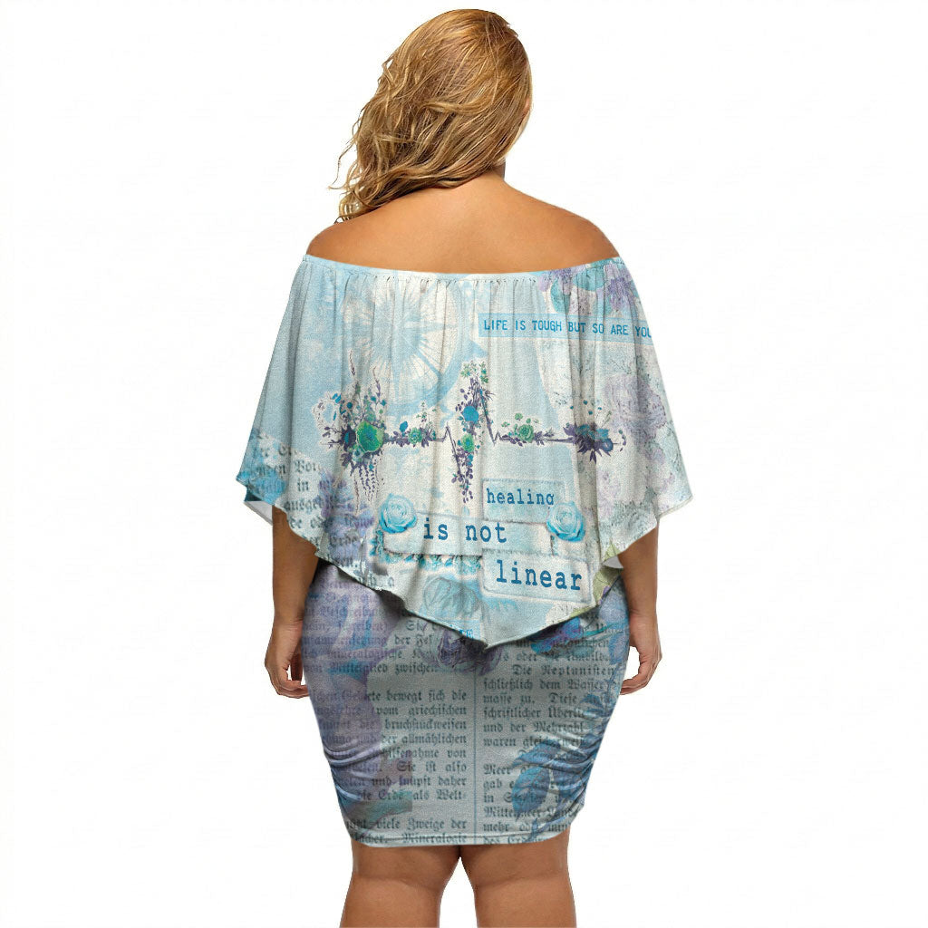 Mental Health Off Shoulder Short Dress Healing Is Not Linear