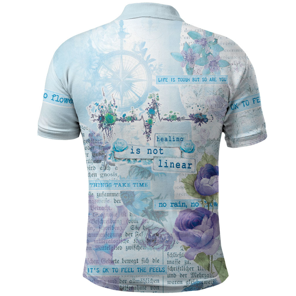 Mental Health Polo Shirt Healing Is Not Linear