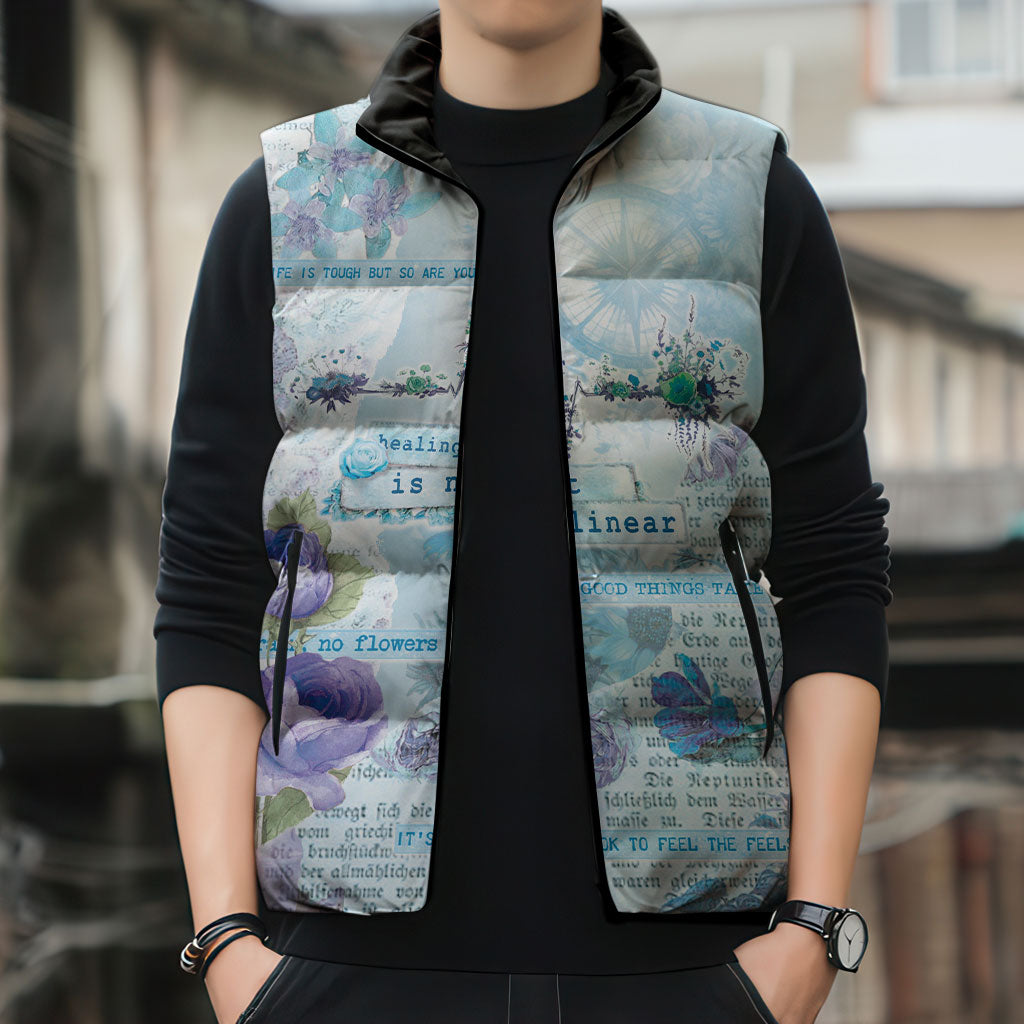 Mental Health Sleeveless Puffer Jacket Healing Is Not Linear