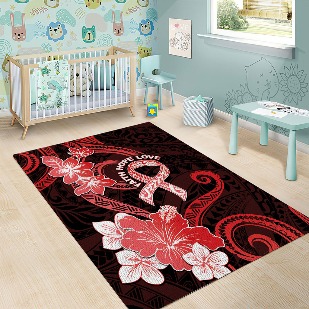 Heart Health Support Area Rug Warrior Wears Red Polynesian Style