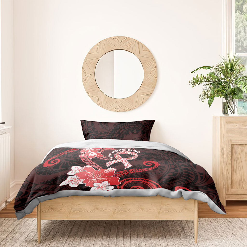 Heart Health Support Bedding Set Warrior Wears Red Polynesian Style