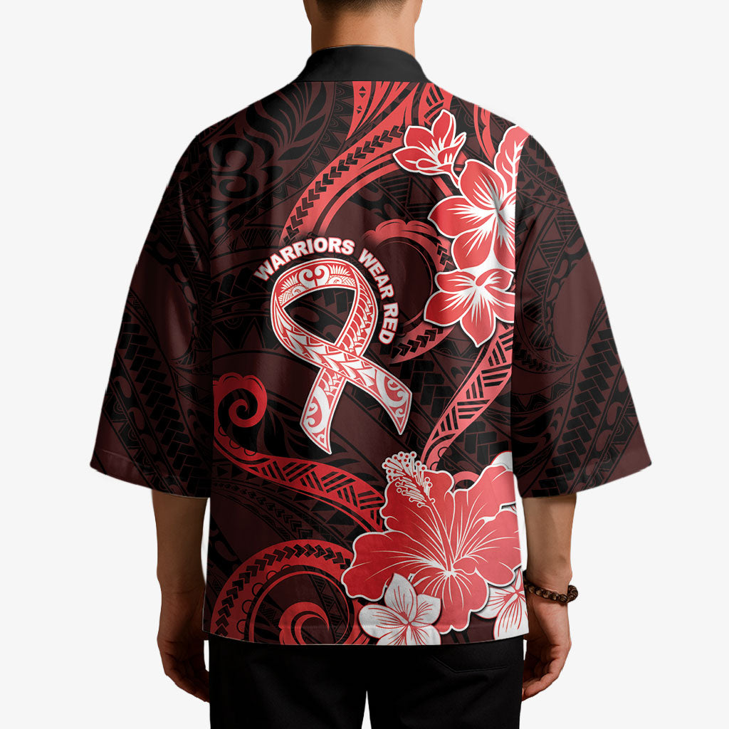 Heart Health Support Kimono Warrior Wears Red Polynesian Style