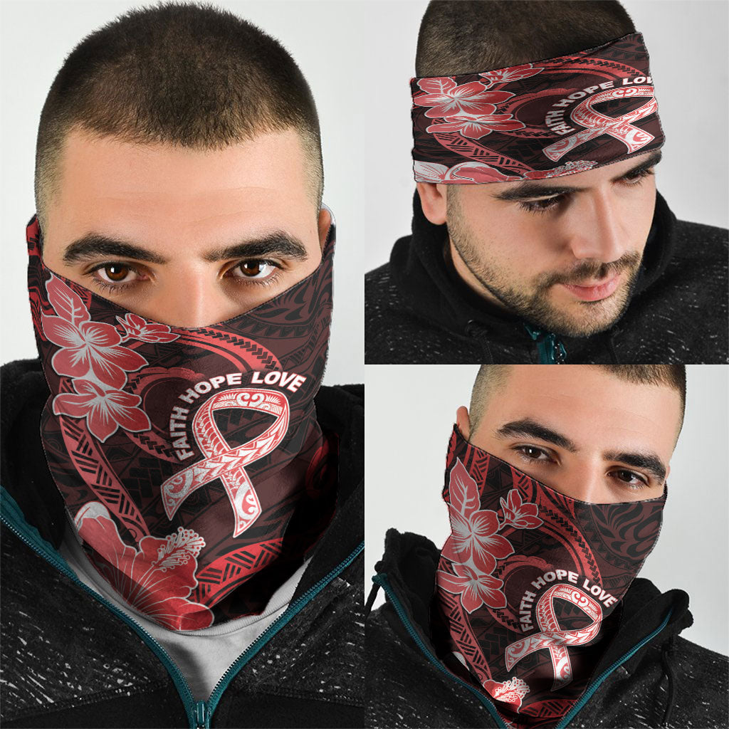 Heart Health Support Neck Gaiter Warrior Wears Red Polynesian Style