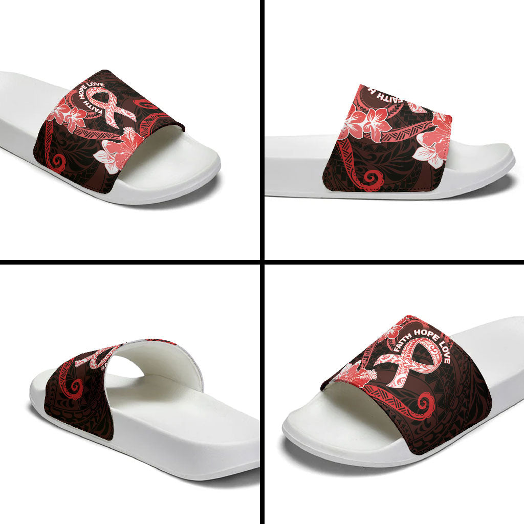 Heart Health Support Slide Sandals Warrior Wears Red Polynesian Style