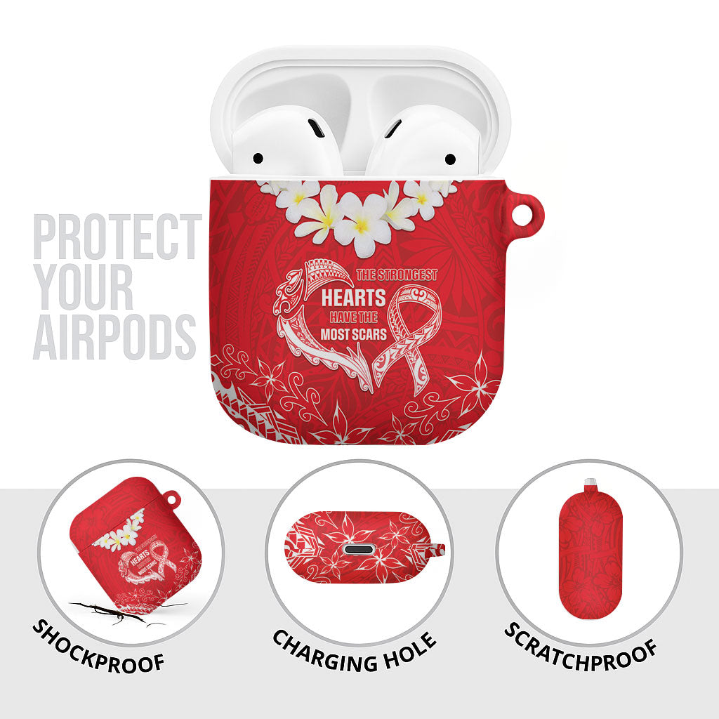 Heart Health Support AirPods Case Polynesian Red Ribbon