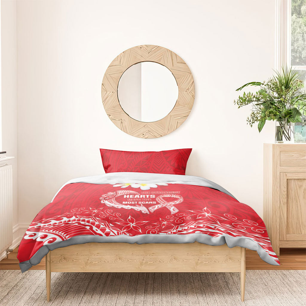 Heart Health Support Bedding Set Polynesian Red Ribbon