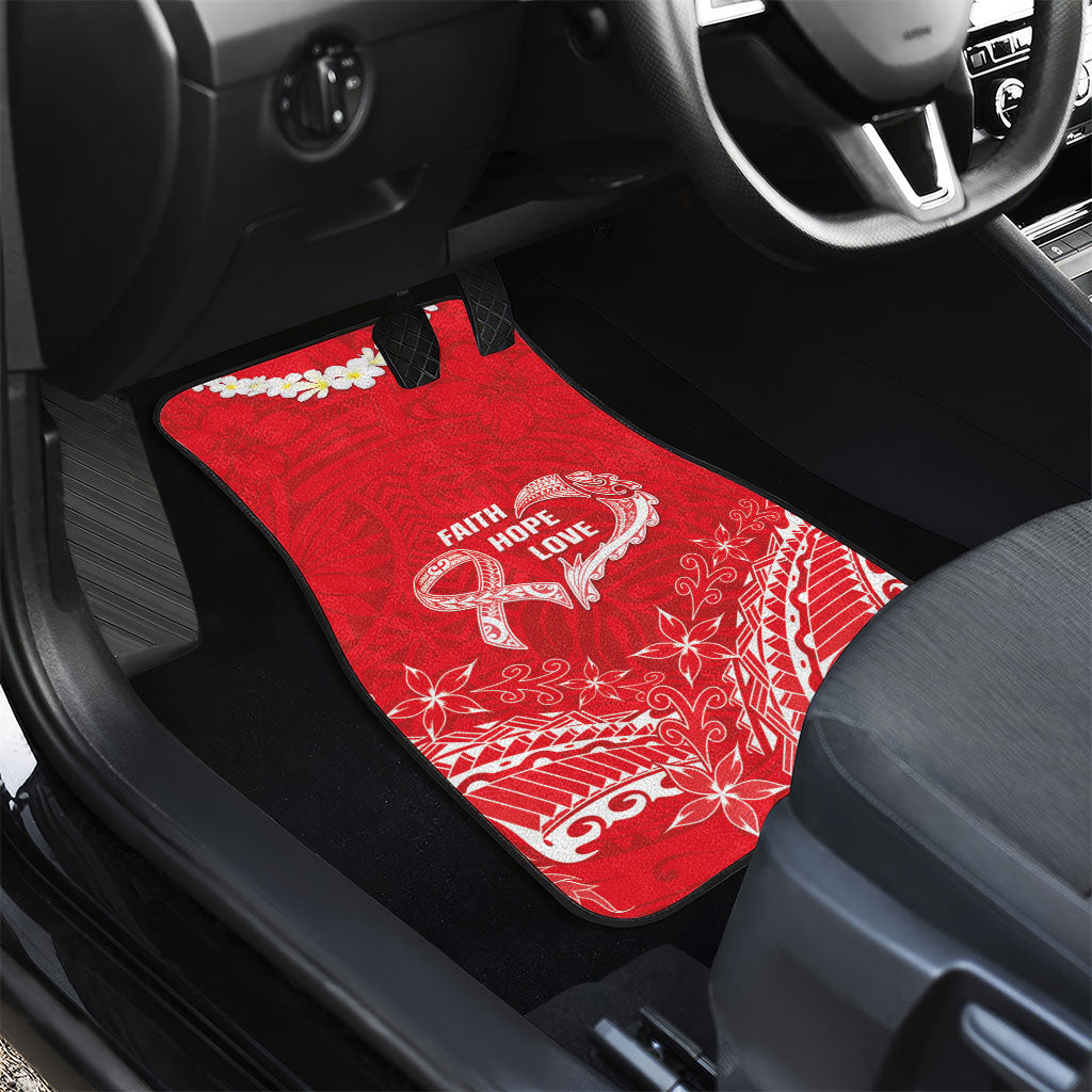 Heart Health Support Car Mats Polynesian Red Ribbon