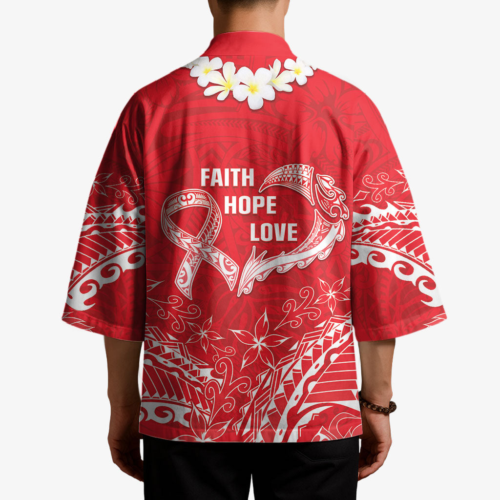 Heart Health Support Kimono Polynesian Red Ribbon