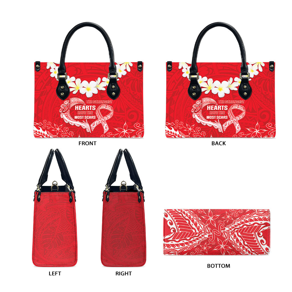 Heart Health Support Leather Bag Polynesian Red Ribbon