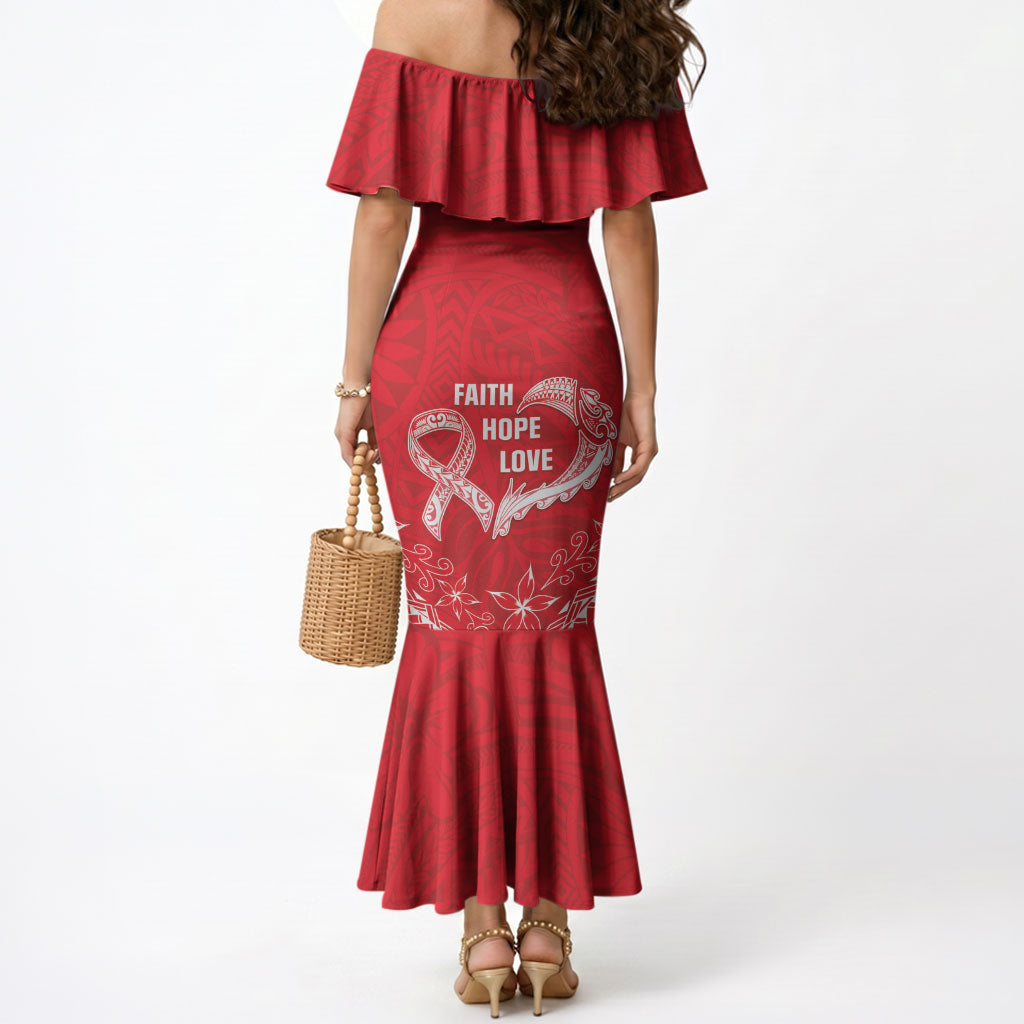 Heart Health Support Mermaid Dress Polynesian Red Ribbon