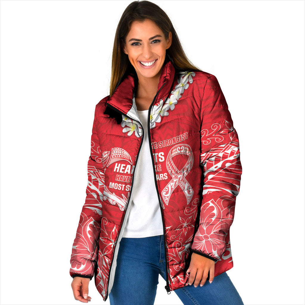 Heart Health Support Padded Jacket Polynesian Red Ribbon