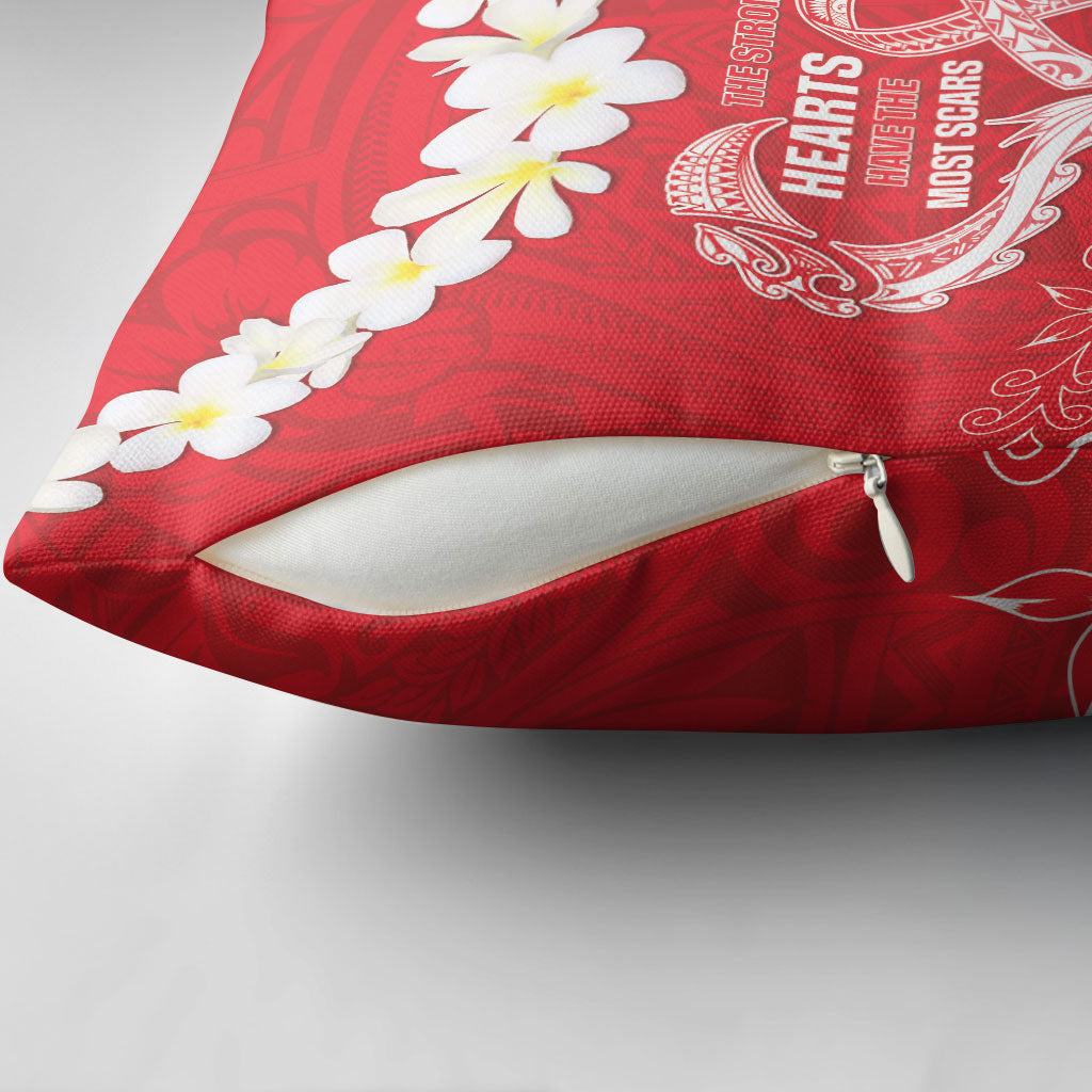 Heart Health Support Pillow Cover Polynesian Red Ribbon