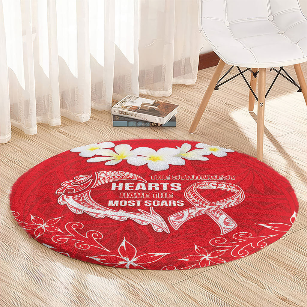 Heart Health Support Round Carpet Polynesian Red Ribbon