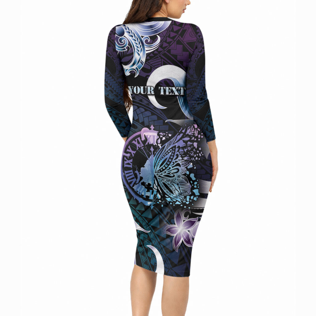 Personalised Polynesia Suicide Prevention Long Sleeve Bodycon Dress No Story Should End Too Soon