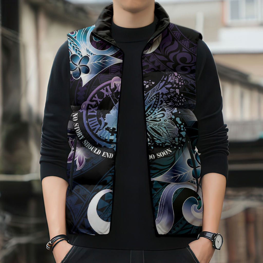 Personalised Polynesia Suicide Prevention Sleeveless Puffer Jacket No Story Should End Too Soon
