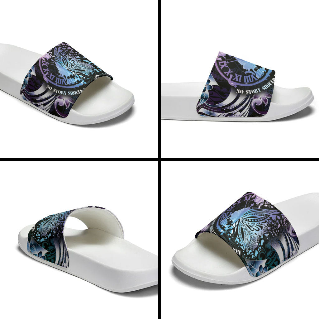 Polynesia Suicide Prevention Slide Sandals No Story Should End Too Soon