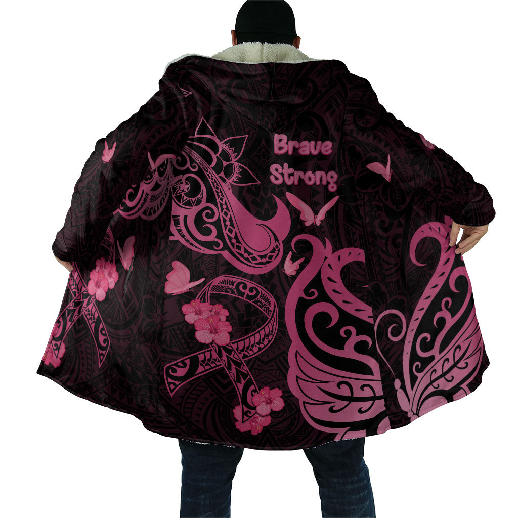 Breast Cancer Cloak Ribbon Polynesian Pattern Black Version