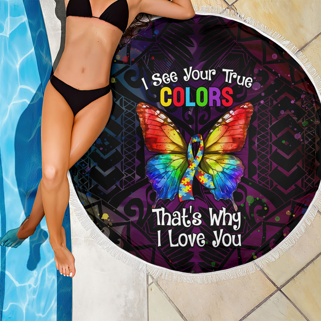 I See Your True Colors Beach Blanket Autism Support