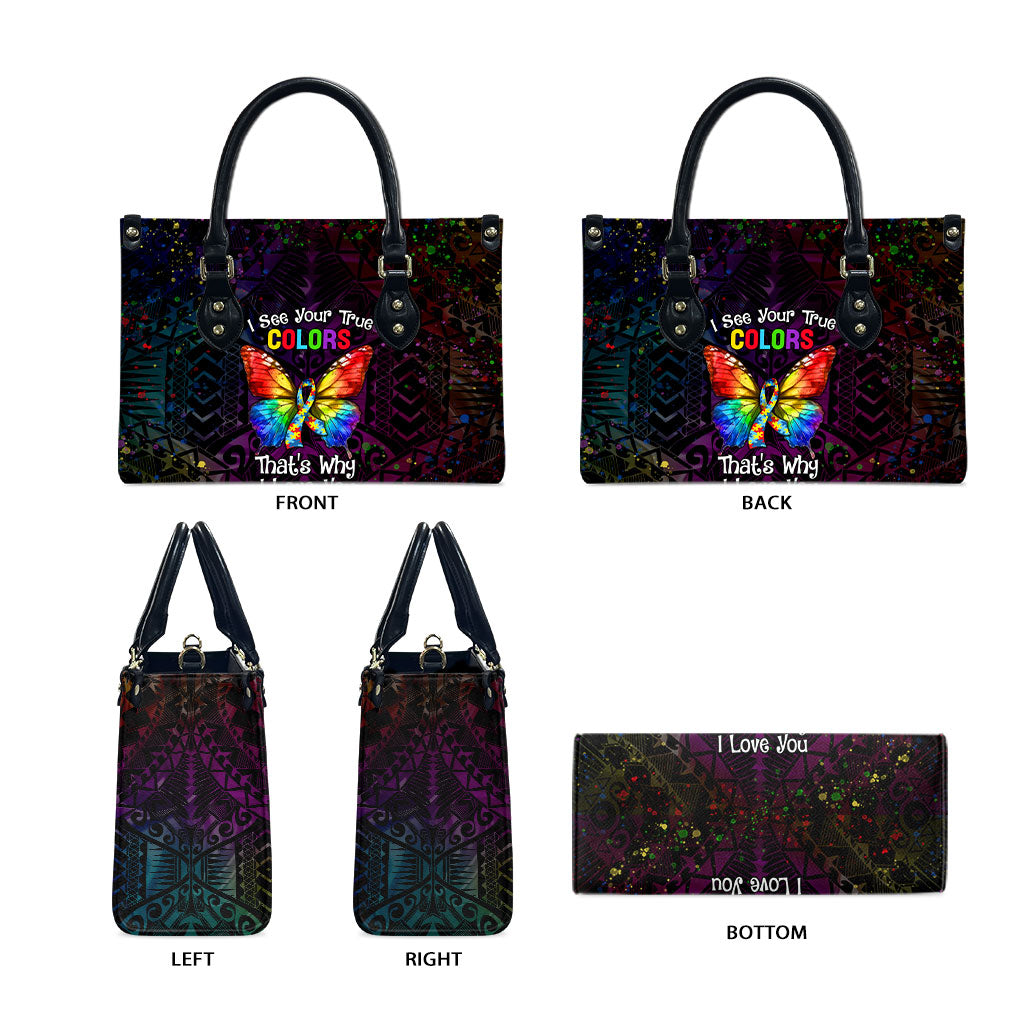 I See Your True Colors Leather Bag Autism Support