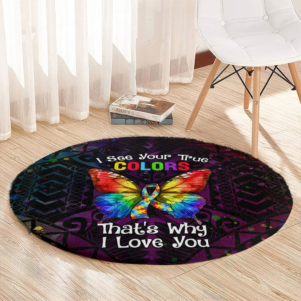 I See Your True Colors Round Carpet Autism Support