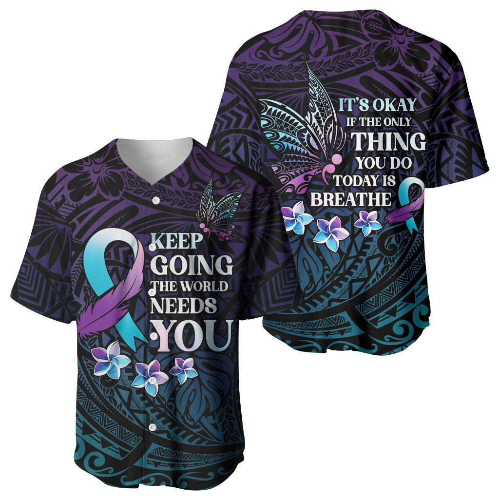 Polynesia Suicide Prevention Baseball Jersey Keep Going The World Needs You