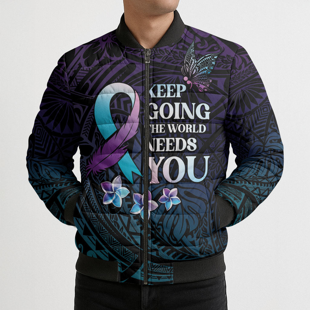 Polynesia Suicide Prevention Bomber Puffer Jacket Keep Going The World Needs You