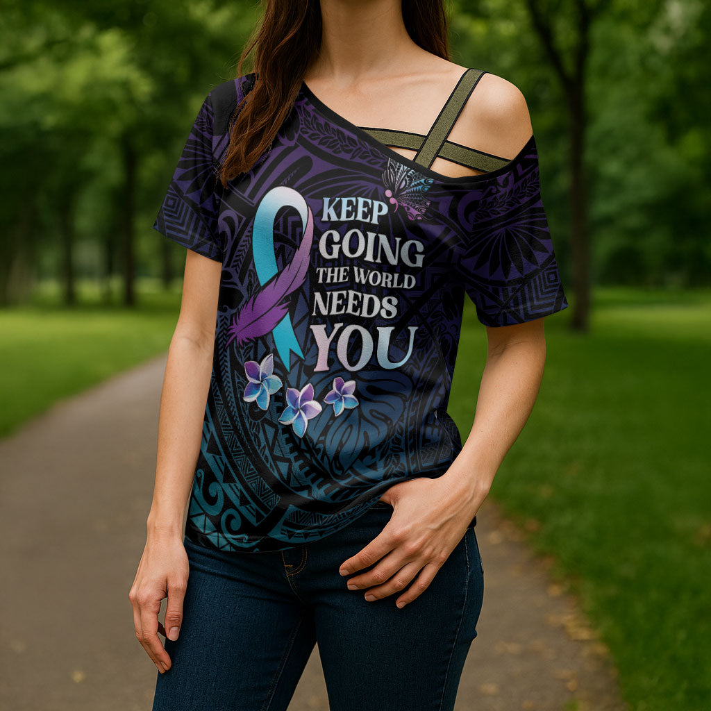 Polynesia Suicide Prevention Cross Shoulder Shirt Keep Going The World Needs You