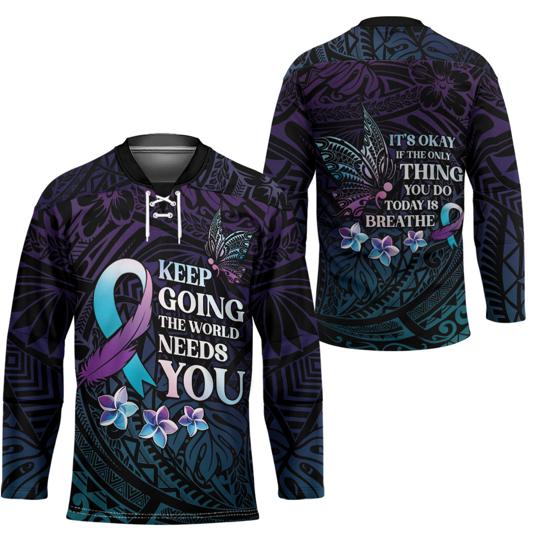 Polynesia Suicide Prevention Hockey Jersey Keep Going The World Needs You