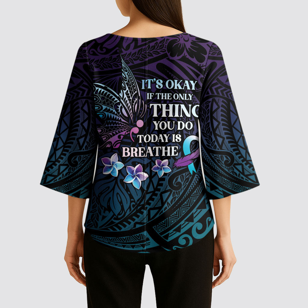 Polynesia Suicide Prevention Kimono Sleeve Blouse Keep Going The World Needs You