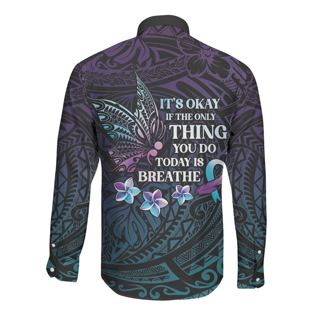 Polynesia Suicide Prevention Long Sleeve Button Shirt Keep Going The World Needs You