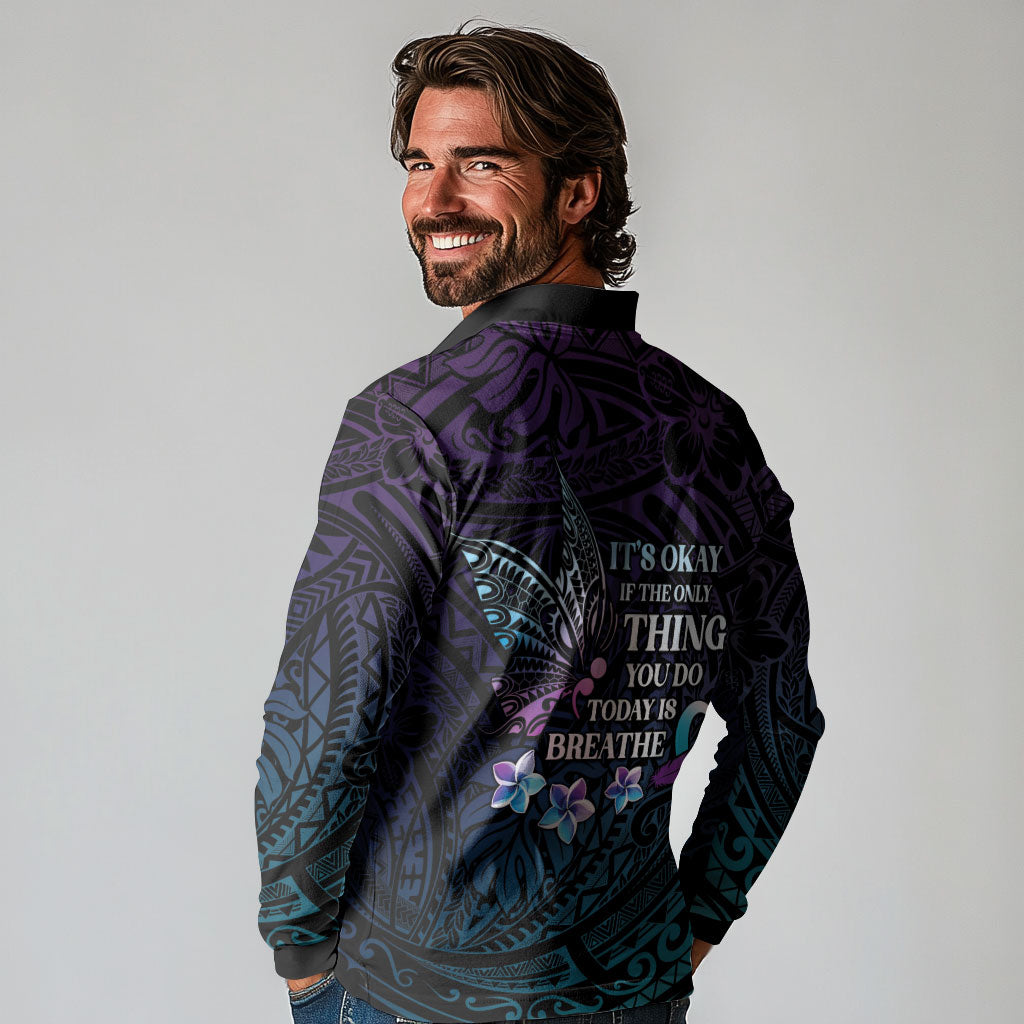 Polynesia Suicide Prevention Long Sleeve Polo Shirt Keep Going The World Needs You