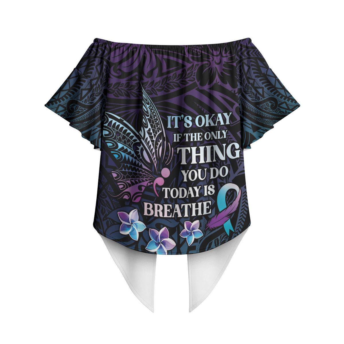 Polynesia Suicide Prevention Off Shoulder Wrap Waist Top Keep Going The World Needs You