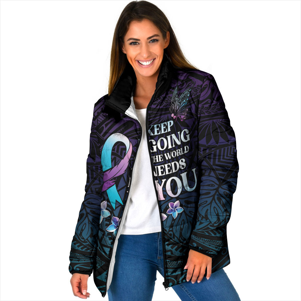 Polynesia Suicide Prevention Padded Jacket Keep Going The World Needs You