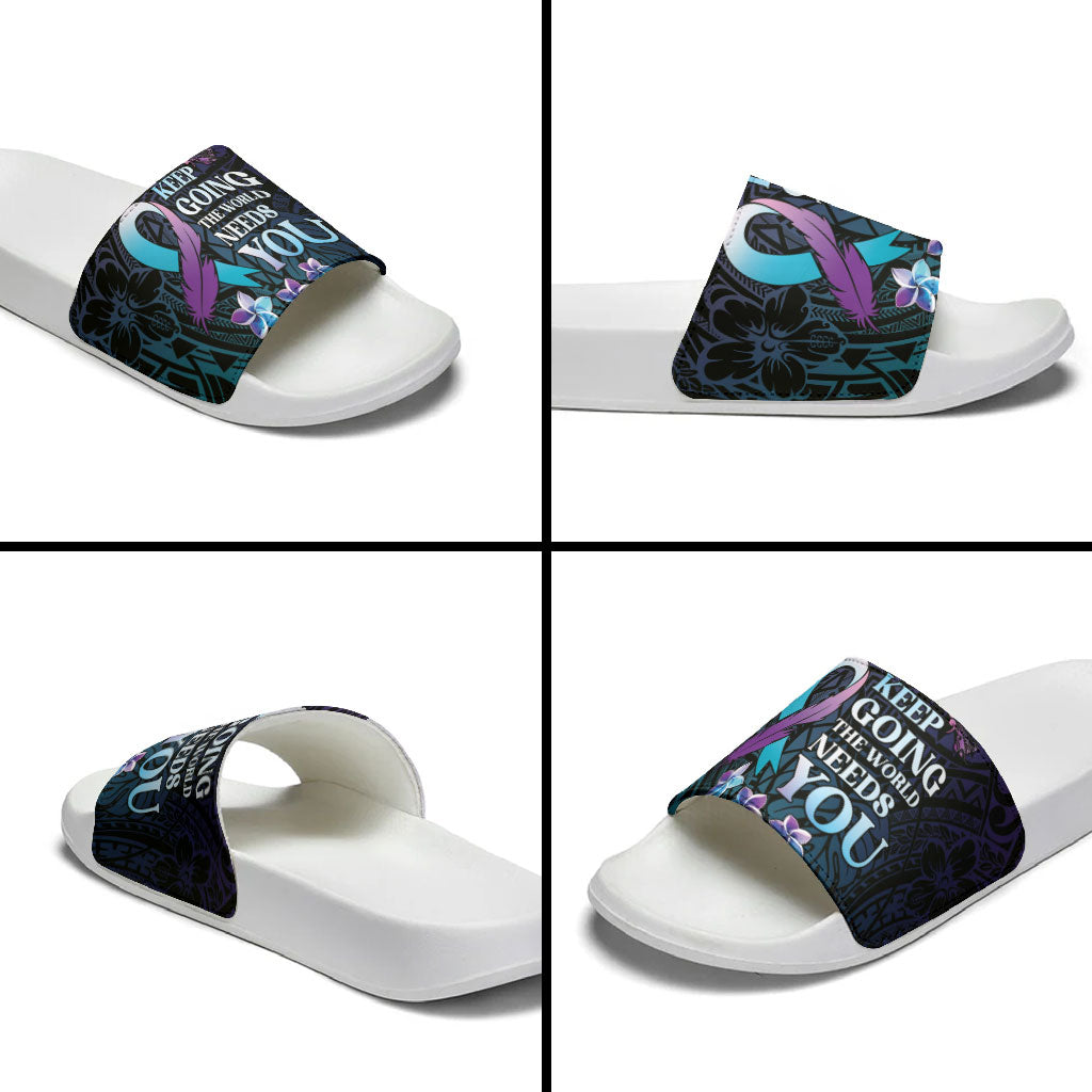 Polynesia Suicide Prevention Slide Sandals Keep Going The World Needs You