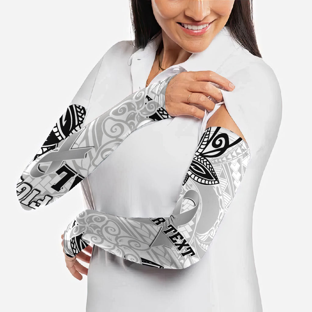 Personalised Polynesia Brain Cancer Arm Sleeves No One Fights Alone