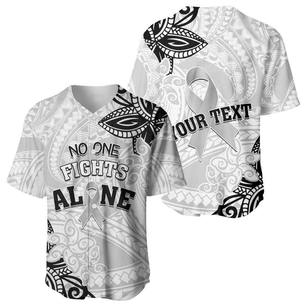 Personalised Polynesia Brain Cancer Baseball Jersey No One Fights Alone