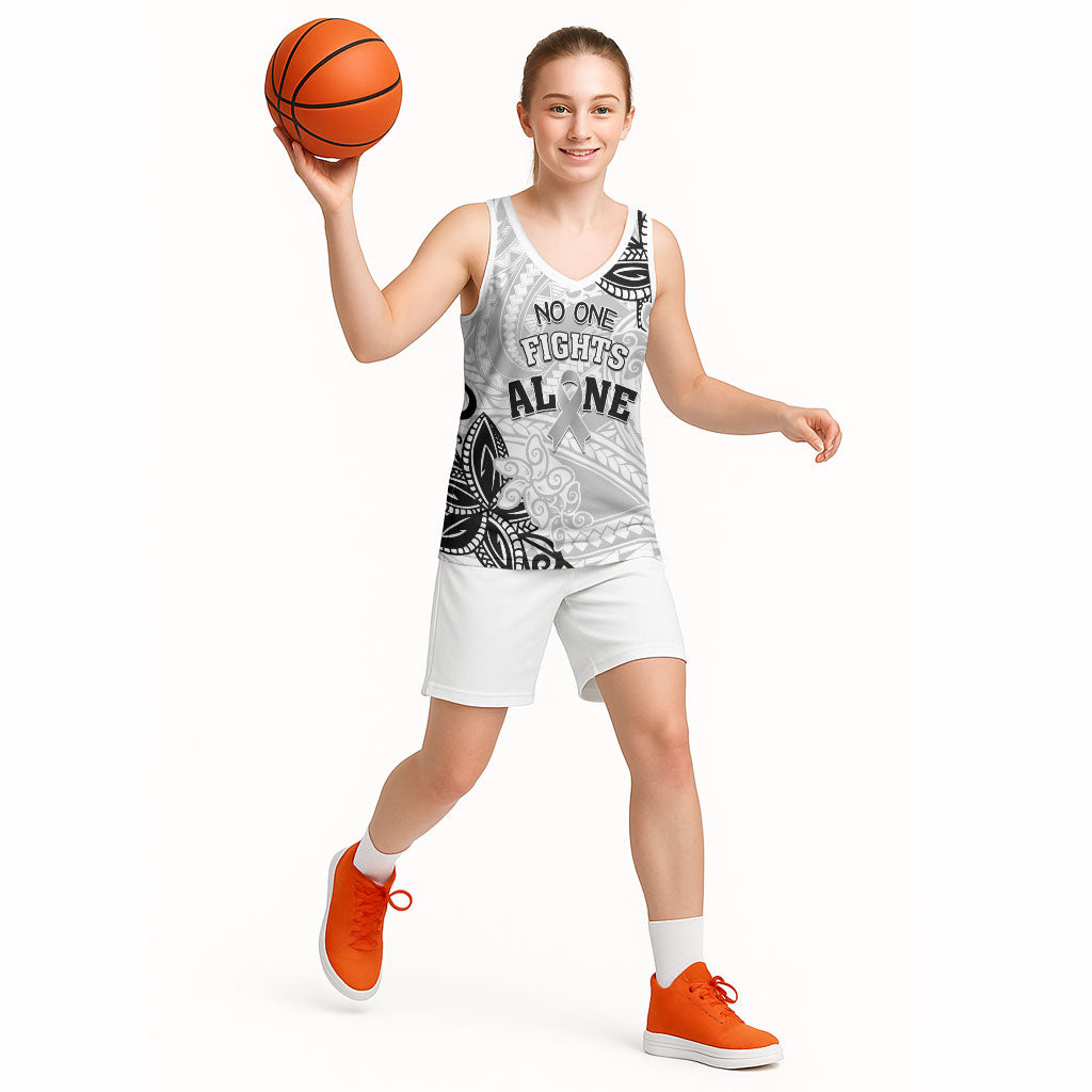 Personalised Polynesia Brain Cancer Basketball Jersey No One Fights Alone