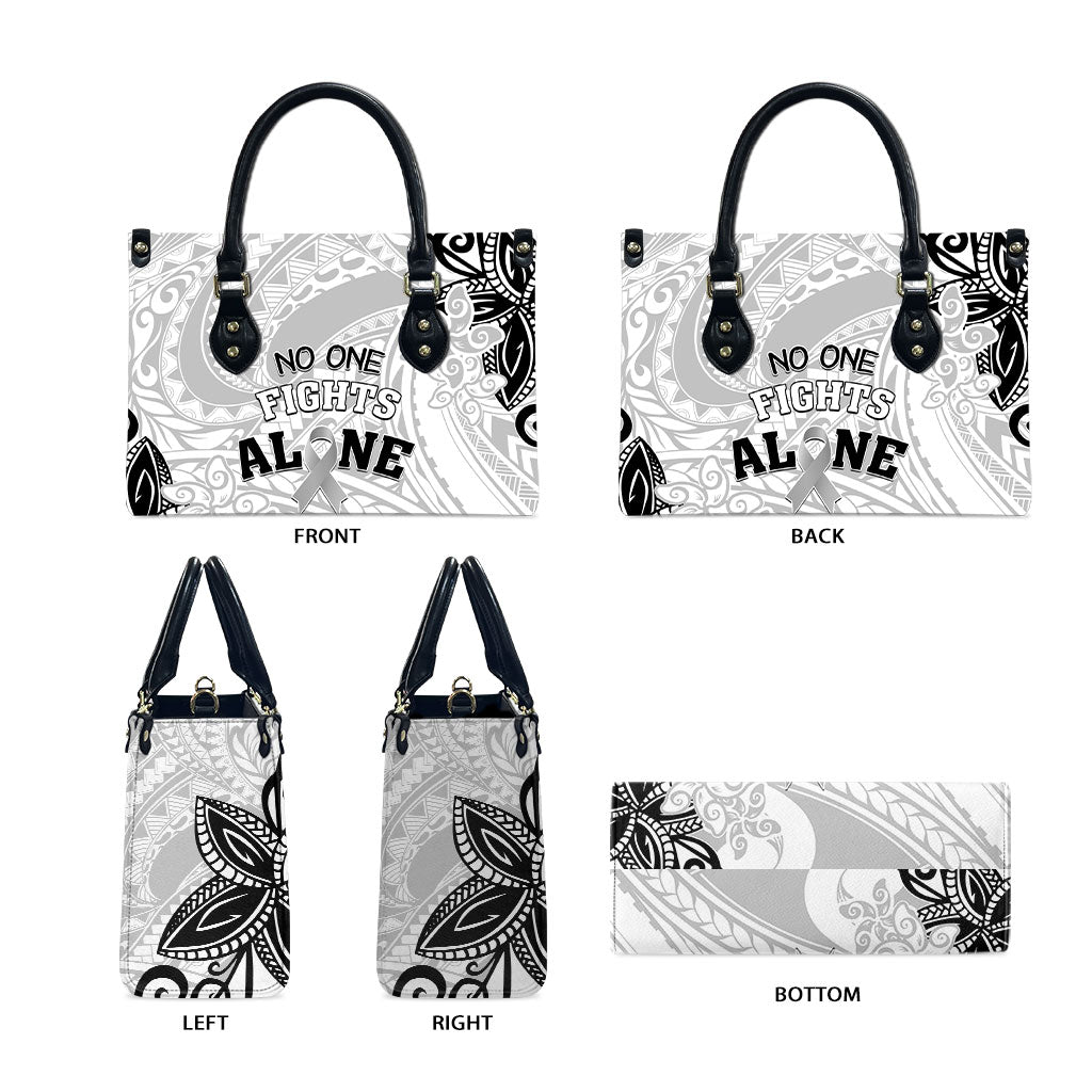 Polynesia Brain Cancer Leather Bag No One Fights Alone
