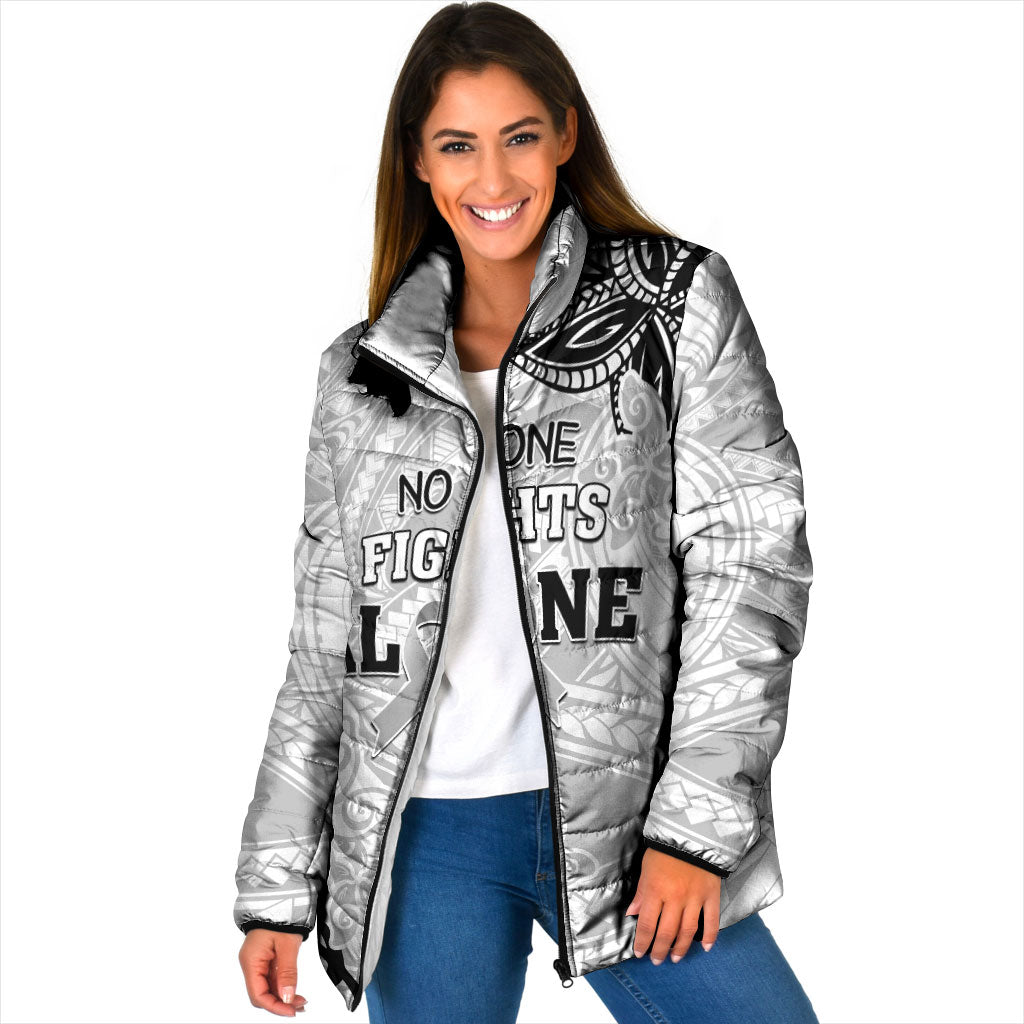 Personalised Polynesia Brain Cancer Padded Jacket No One Fights Alone