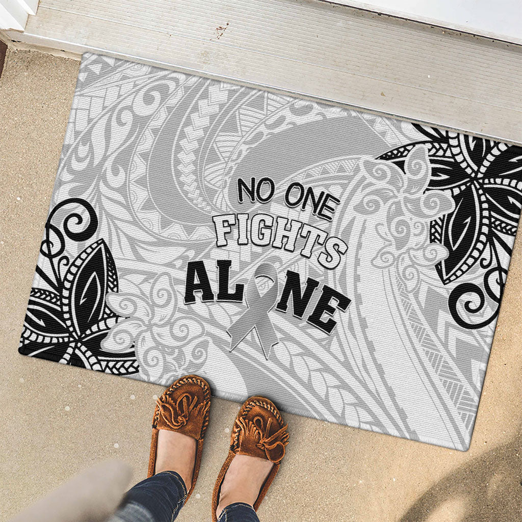Polynesia Brain Cancer Rubber Doormat No One Fights Alone