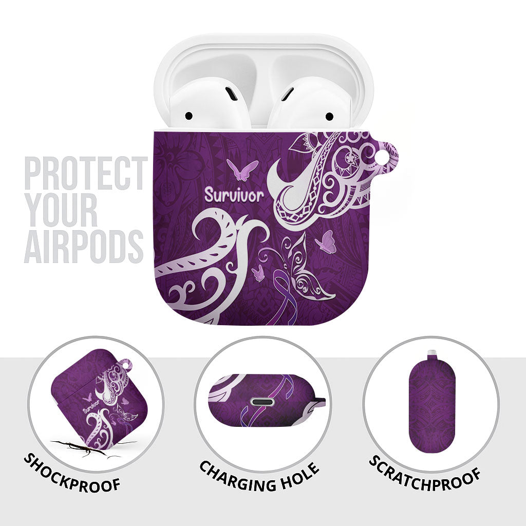 Fibromyalgia Support AirPods Case Polynesian Purple Ribbon
