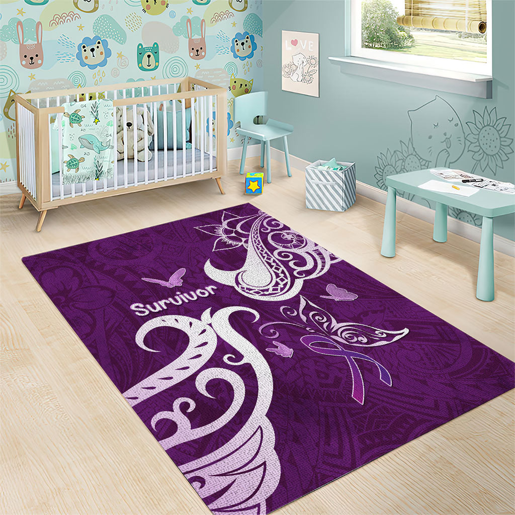 Fibromyalgia Support Area Rug Polynesian Purple Ribbon