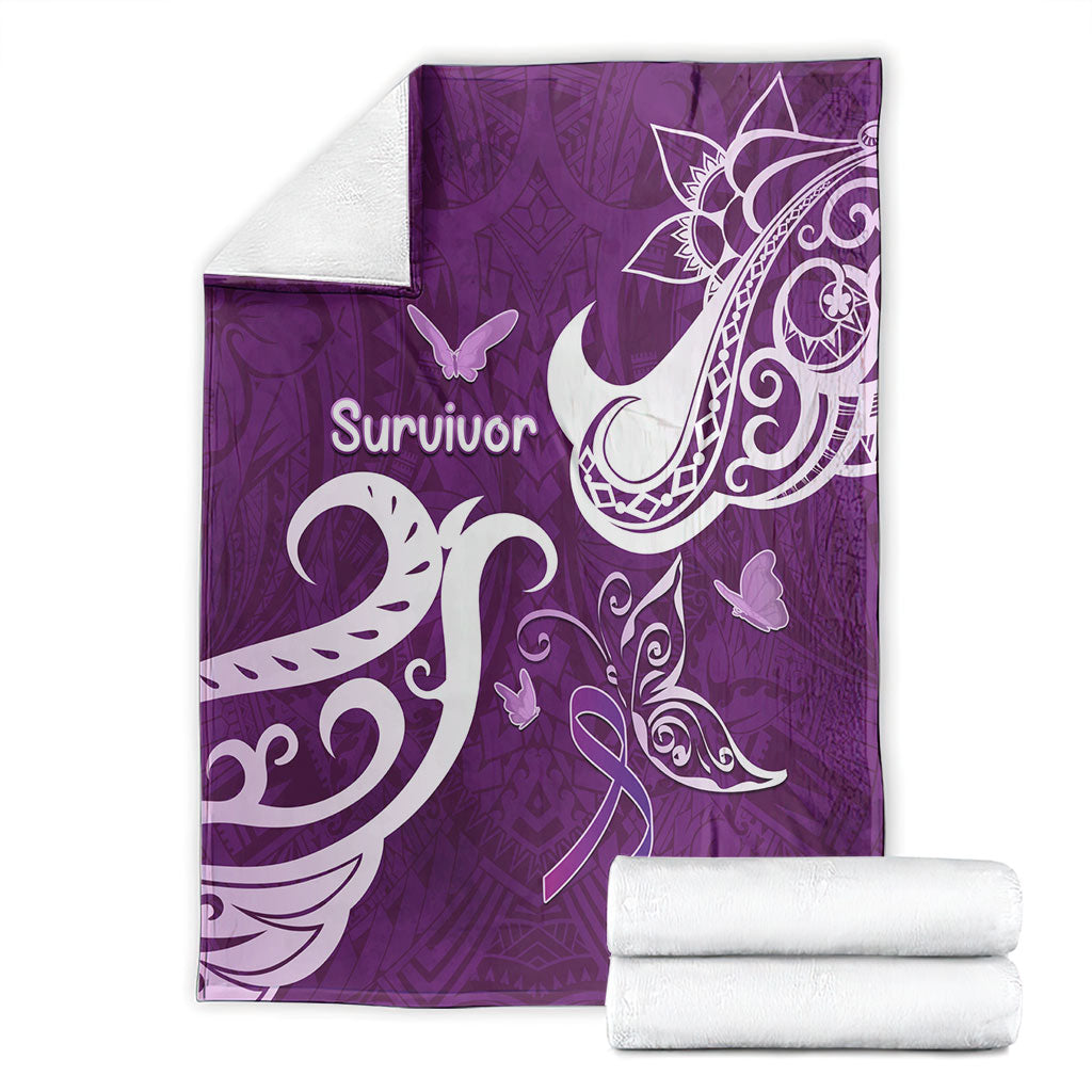 Fibromyalgia Support Blanket Polynesian Purple Ribbon