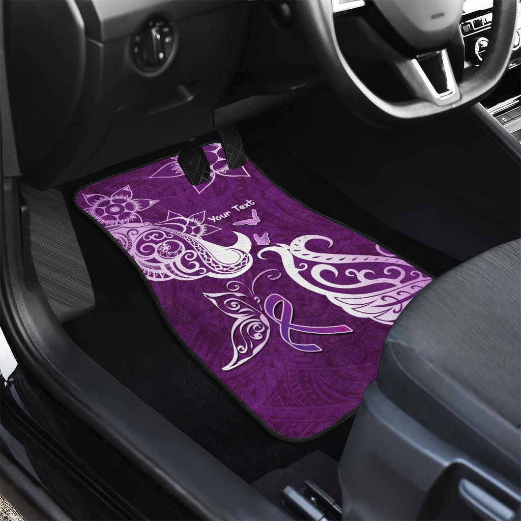 Personalised Fibromyalgia Support Car Mats Polynesian Purple Ribbon